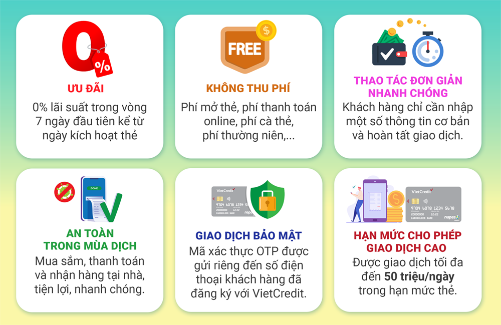Lợi ích của tính năng thanh toán trực tuyến trên thẻ tín dụng nội địa VietCredit
